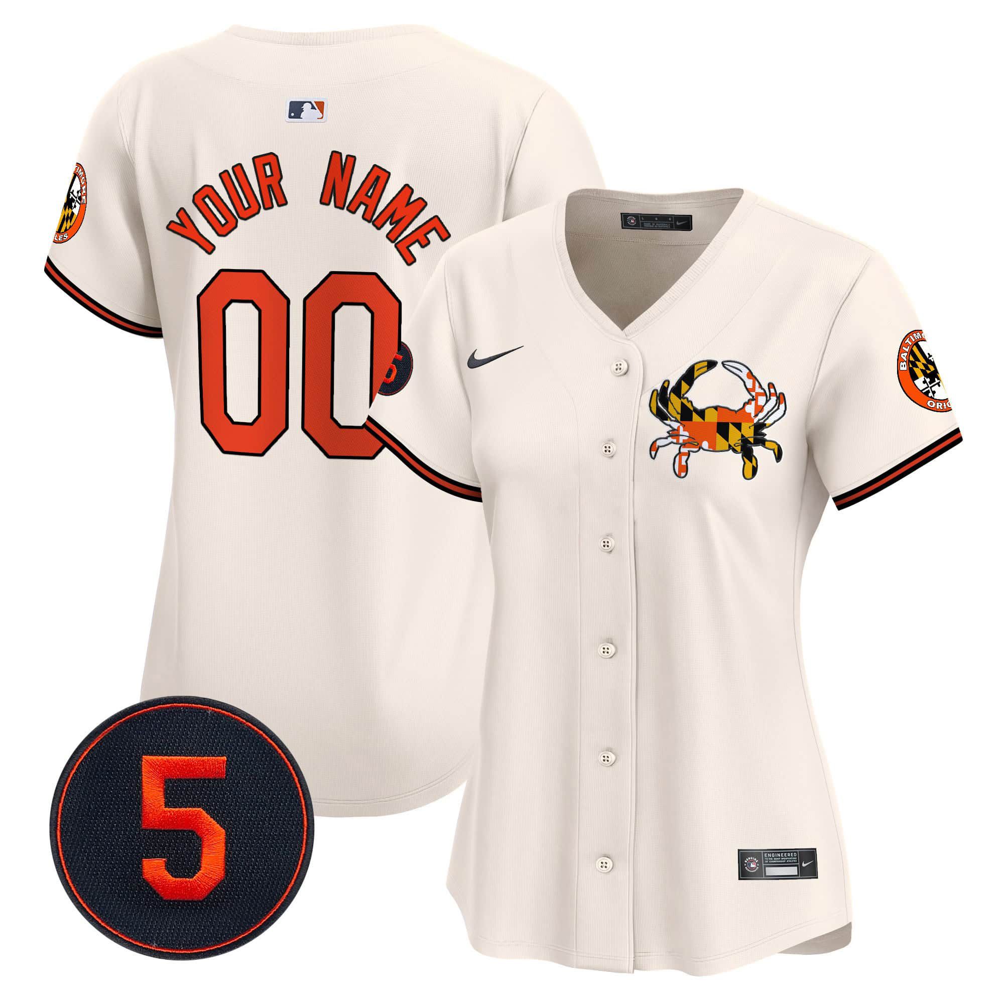 Women Baltimore Orioles Cream 2024 Nike Robinson Patch Vapor Premier Limited Custom MLB Jersey